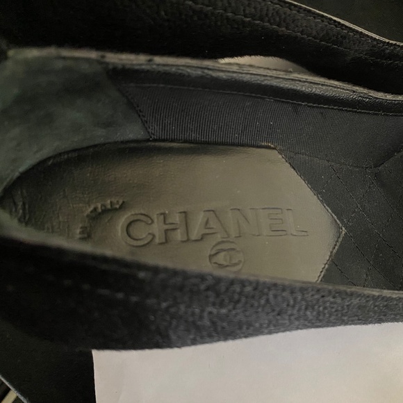 CHANEL BLACK FABRIC PUMPS CUTE CC LOGO HEELS mules leather slip on in slides - Picture 7 of 11